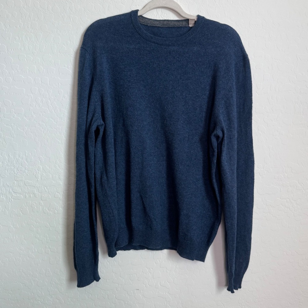 Cullen 100% Cashmere Blue Crewneck Sweater Mens Large Minimal Long Sleeve‎ Knit